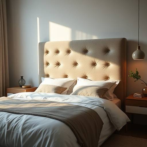 Cama de casal com cabeceira estofada