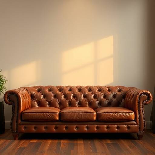 Elegante sof√° de couro marrom